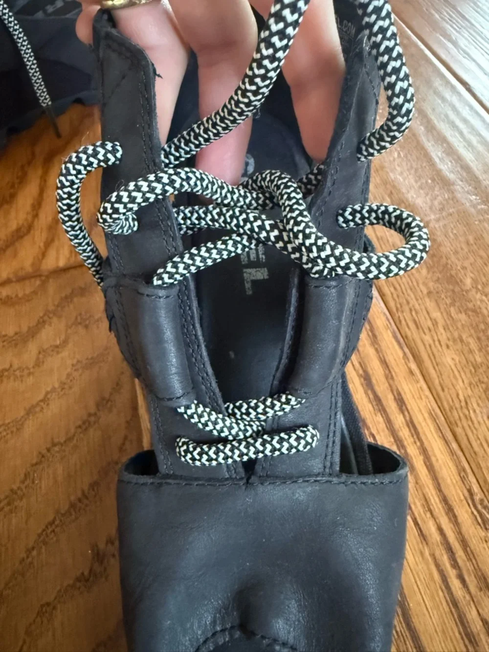 Sorel‎ JOANIE™ Lace-Up Wedge Peeptoe Sandal In Black Size 8.5